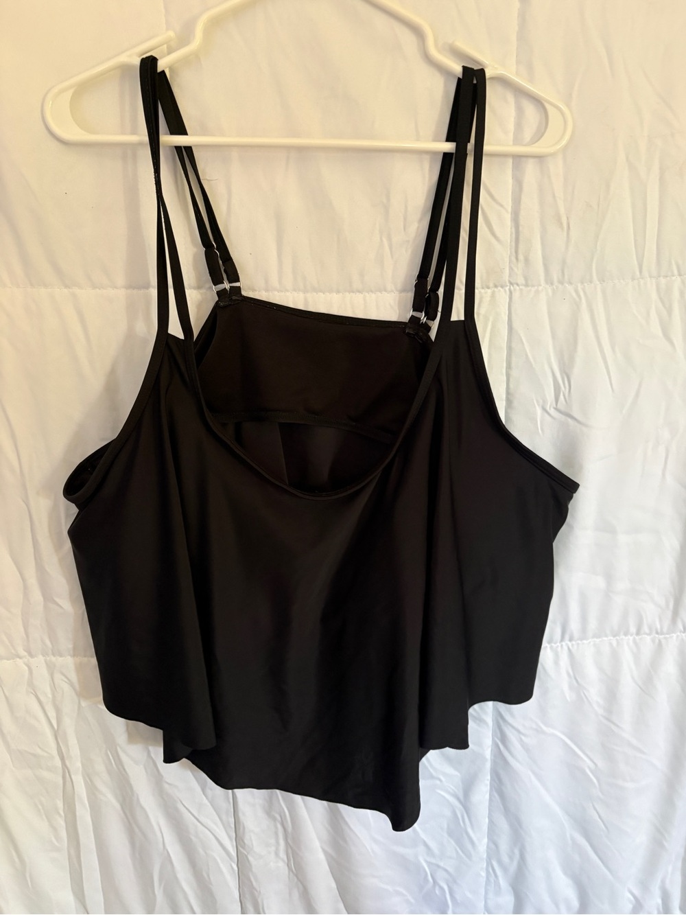 Black Women's Double-Strap Flowing Swim Top